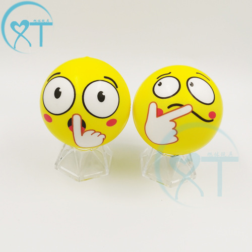 Cross-border wholesale PU foam balls 63mm solid new cartoon face stress balls for children's toys sponge stress ball