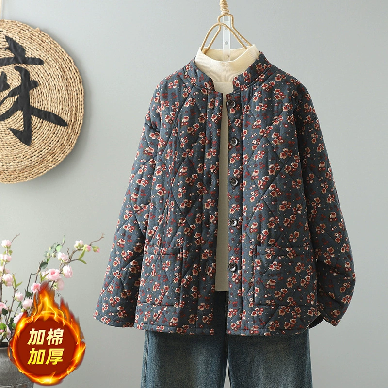 Новинка 2025 года, осенне-зимняя стеганая хлопковая верхняя одежда, женские брюки с большими накладными карманами, тонкая хлопковая теплая куртка, повседневная свободная хлопковая верхняя одежда