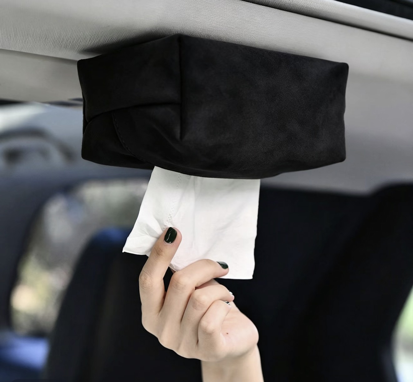 Popular magnetic car roof tissue box, automatic ceiling-mounted tissue box for car sunroof, tissue pack gadget