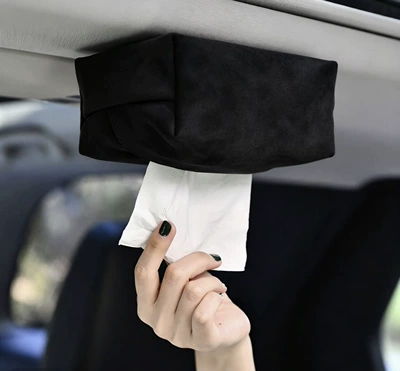 Popular magnetic car roof: Car tissue box/set - suede-black