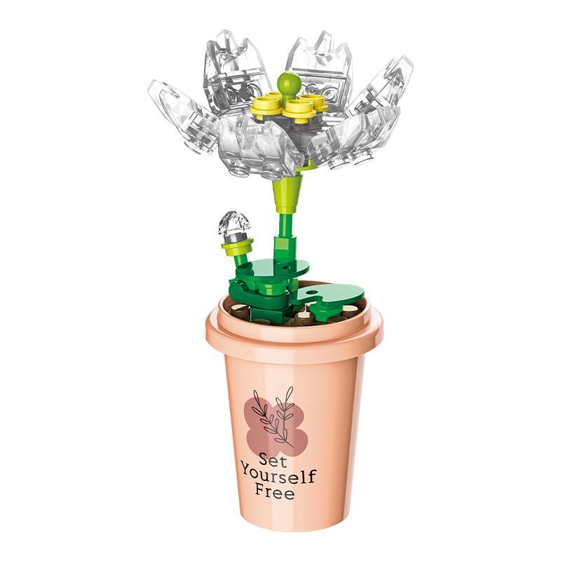 Compatible con bloques de construcción de Lego flor Día del maestro Día de San Valentín regalo rompecabezas montado juguete decoración flor cara Té Idioma