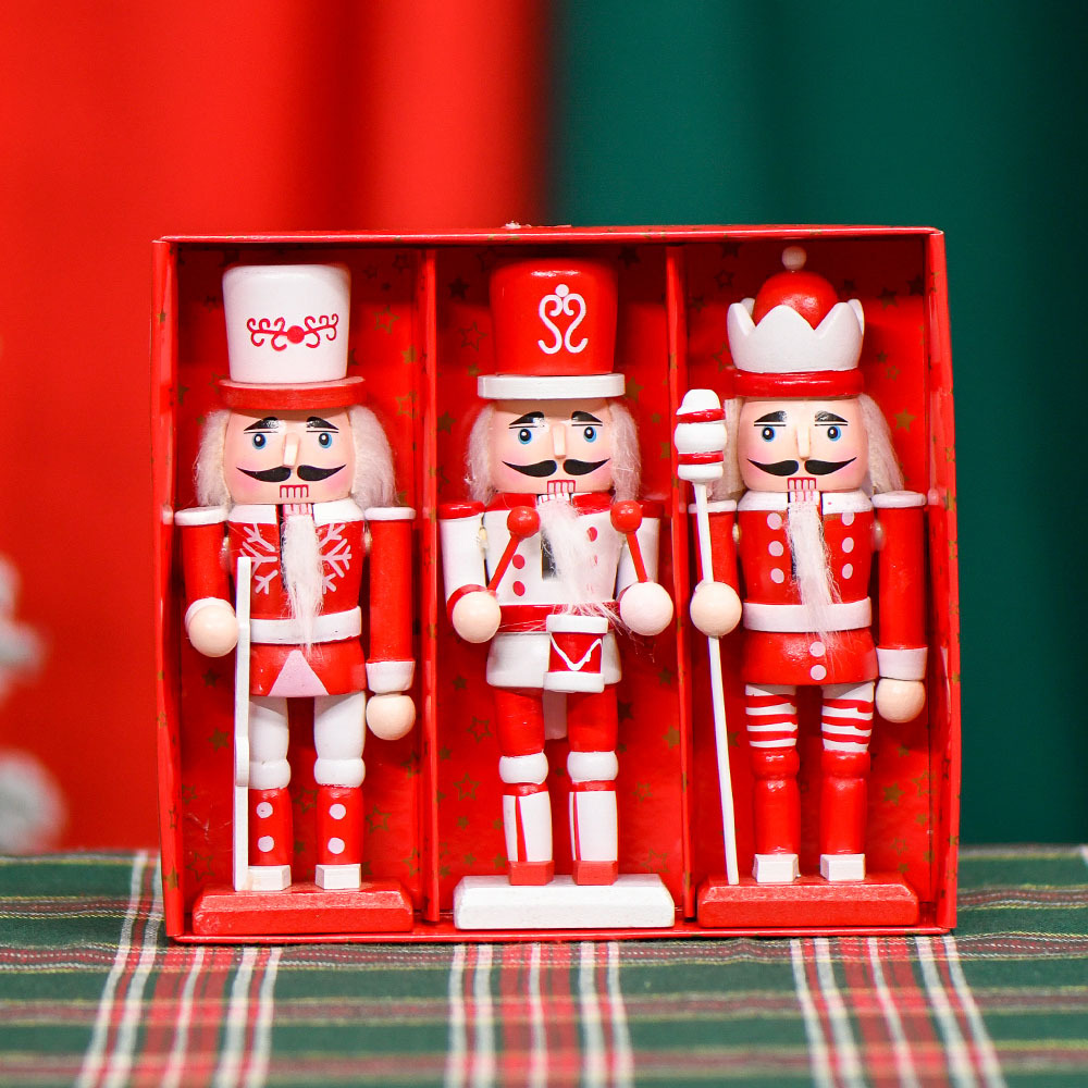 Inventario transfronterizo 15CM conjunto de trocanueces marionetas soldados de Navidad colgante de nueces decoración artesanal