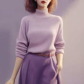 秋冬装搭配一整套时尚时髦洋气高级感小香风紫色毛衣半身裙套装冬