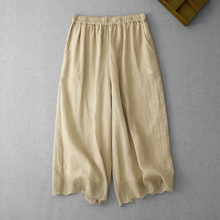 实拍2025新款花边刺绣七分阔腿裤清凉休闲舒适百搭裤子女