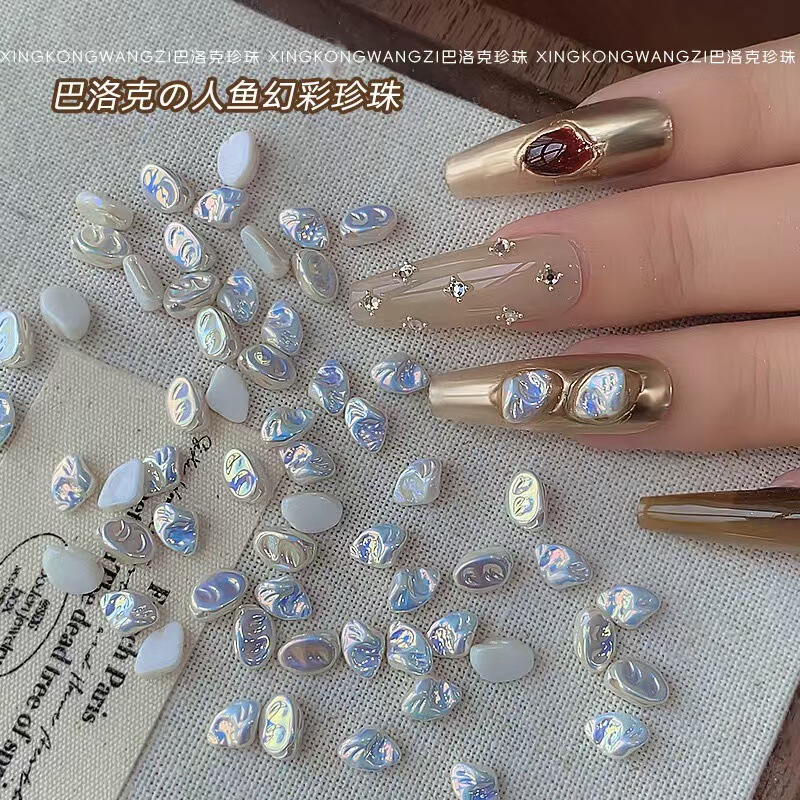 Baroque Style Alien Nail Jewelry Natural Pearl Mermaid Magic Color Highlight Aurora Irregular Nail Accessories Baroque Style Alien Nail Jewelry Natural Pearl Mermaid Magic Color Highlight Aurora Irregular Nail Accessories