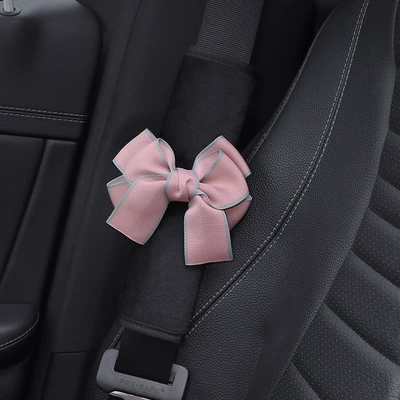 Thickened Protective Cover for a — Seat belt shoulder pad - short-plush-shoulder-pad-fan-velvet-bow-1-piece