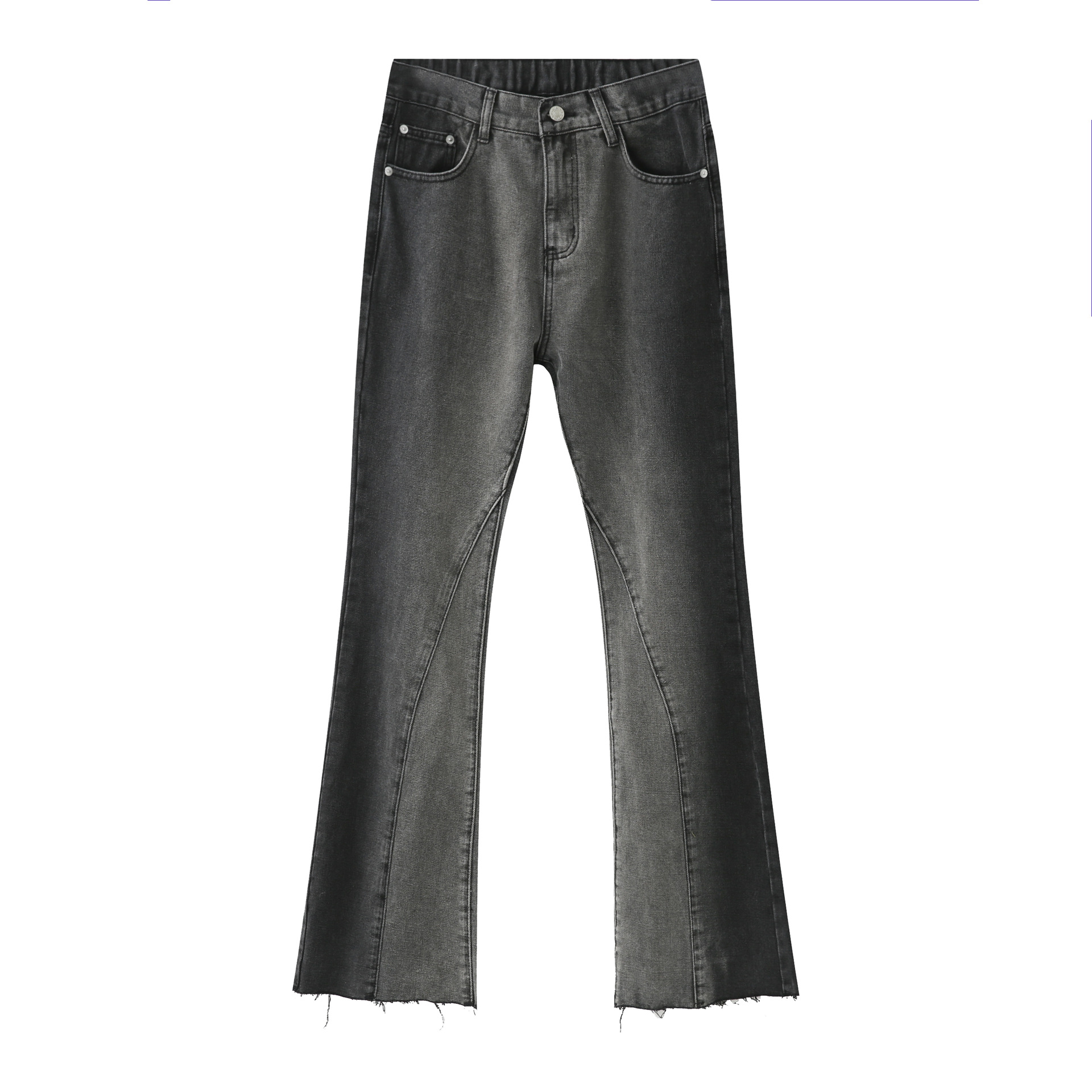 Nirben Denim | Pantalones acampanados de los nuevos hombres de moda retro cintura elástica estilo coreano gradiente pantalones acampanados