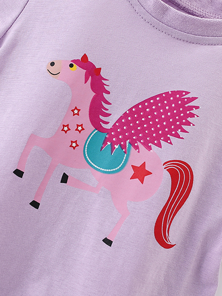 Malwee camiseta de niñas verano nuevo estilo europeo y americano de niños de cuello redondo de manga corta camiseta casual de niñas