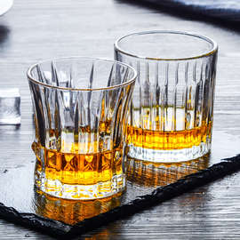 。复古玻璃威士忌杯酒杯创意加厚圆形水晶玻璃洋酒杯啤酒杯欧式家