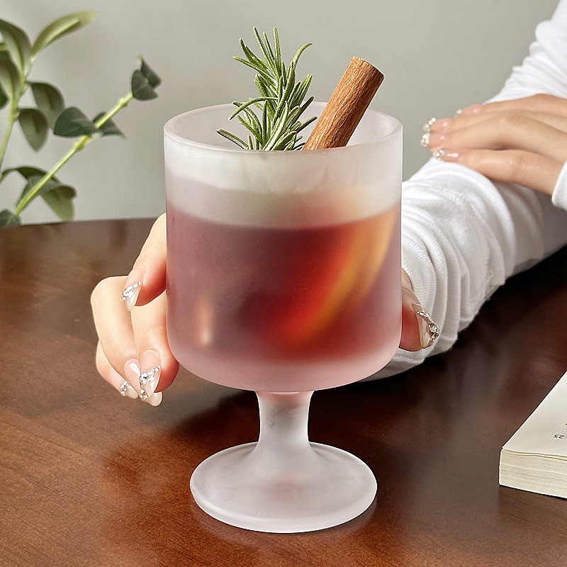 復古磨砂質感高級感矮腳葡萄酒杯紅酒杯喝水杯冷飲杯果汁杯洋酒杯