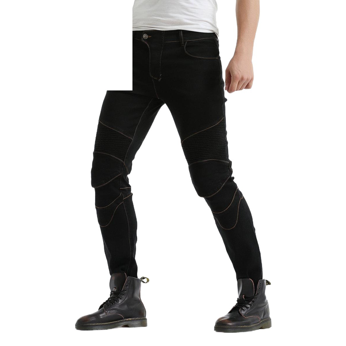 Volero motocicleta pantalones vaqueros rectos de la motocicleta de los hombres con la cubierta recta delgada pantalones de mezclilla de carreras