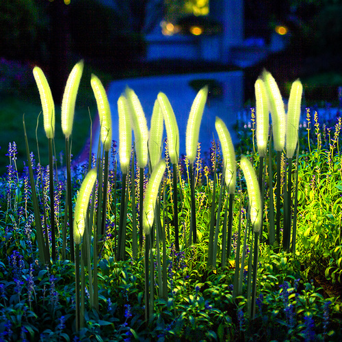 LED dog tail lawn lamp outdoor solar simulation flower lighting courtyard atmosphere reed landscape lamp