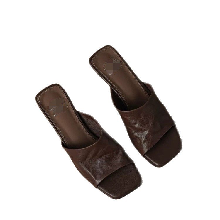 Zapatillas de cuero ultra suave retrógradas 2026 verano nuevo mueller usar un pedazo de zapatillas de tacón suave para mujeres