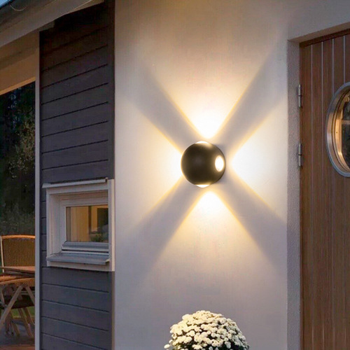Outdoor Waterproof New Chinese Style LED Double Head Cross Starlight Lantern with Upward Illumination for Garden Villa Wall Lamp