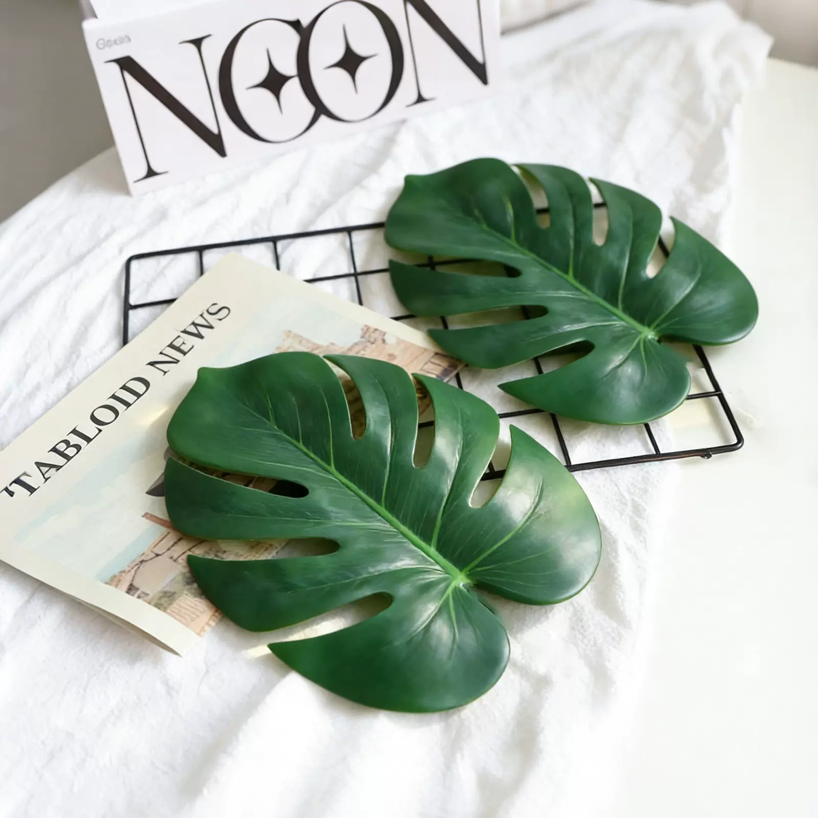 亚马逊仿真无骨龟背叶 酒店绿化装饰 海滩派对气球配饰假绿植批发