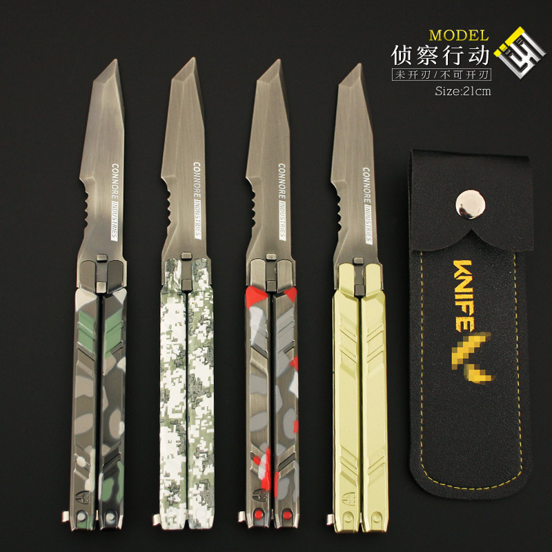 瓦罗兰特周边 无畏契约 侦察行动蝴蝶刀合金甩刀武器模型玩具21cm-阿里巴巴