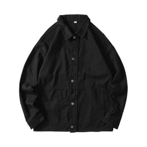 Japanese Retro Brand Spring and Autumn New Denim Jacket for Men Solid Color Trendy Cool Loose Work Jacket for Men