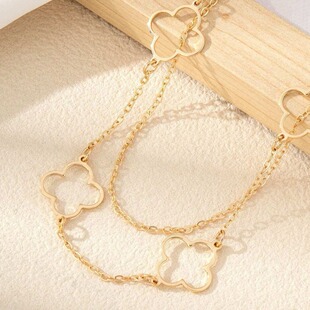 Europe and the United States cross-border hot-selling ins style simple personality hollow four-leaf clover high-grade anklet women's foot chain accessories women