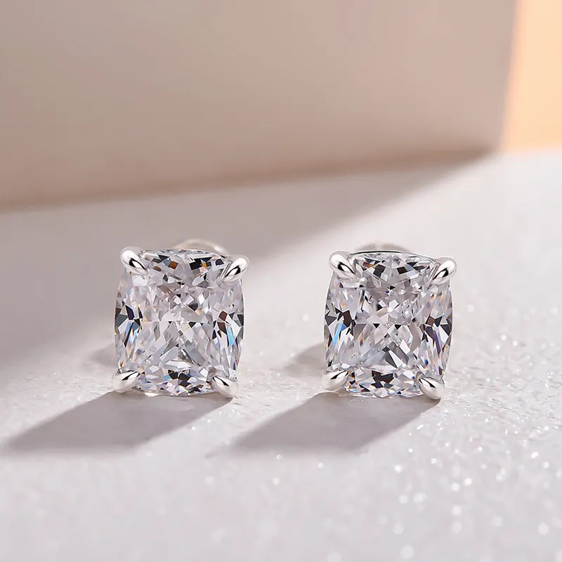 Women's Gender 1 Pair Simple Style Shiny Rectangle Inlay Copper Zircon Ear Studs