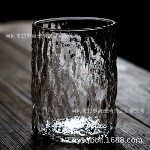 Internet celebrity glass ins style Japanese style hammered wine cup simple household transparent water cup hammered bark cup beer cup