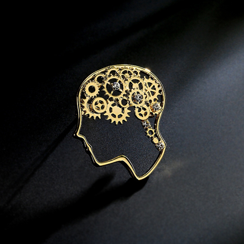 European and American Design Sense Time Brain Brooch Women's High-end Exquisite Niche Anti-running Pin Corsage Suit Accessories