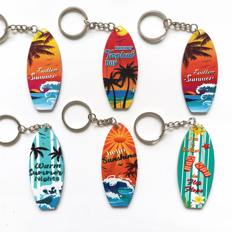 Summer Hawaiian Style Surfboard Keychain, Beach Vacation Style, Summer Accessories, Souvenirs in the Night Sky