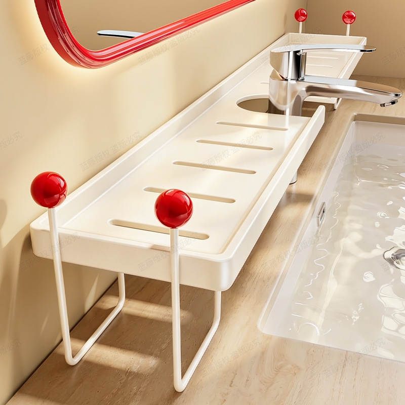 Countertop faucet storage rack for bathroom, no-drill required, standing washbasin storage and drainage shelf Countertop faucet storage rack for bathroom, no-drill required, standing washbasin storage and drainage shelf