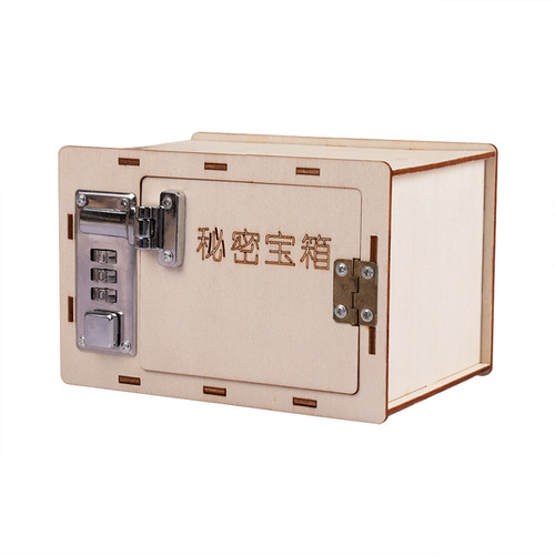 Mechanical wooden safe diy password box technology small production children's wooden puzzle technology educational toys