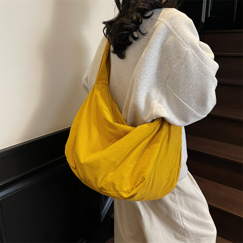 Fashionable Canvas Bag Men's Japanese Style Simple Dumpling Bag Solid Color All-match Women's Shoulder Bag New Style Large Capacity Trendy Crossbody Bag Fashionable Canvas Bag Men's Japanese Style Simple Dumpling Bag Solid Color All-match Women's Shoulder Bag New Style Large Capacity Trendy Crossbody Bag
