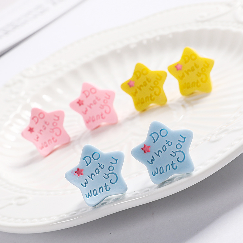 创意字母星星 树脂奶油胶手机壳头绳发卡饰品diy文具盒批发水杯贴