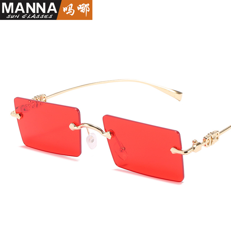 Fashion square frameless sunglasses fema...