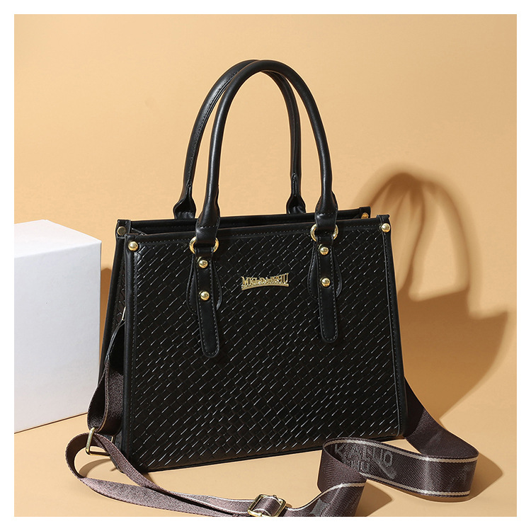 Girls' Practical Advanced Bag Large Capacity Fashion Versatile PU Temperament Black Urban Simple One Shoulder Crossbody_voghion.com