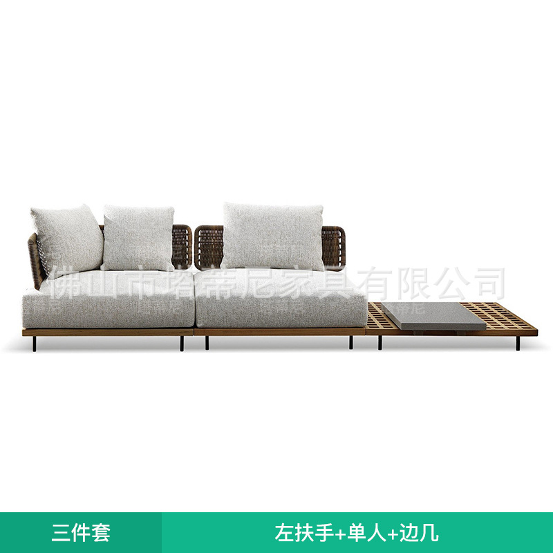 Combinación de sofá para exteriores, villa, patio, jardín, ocio, silla de mimbre, modelo de diseñador, habitación, balcón al aire libre, muebles de mimbre