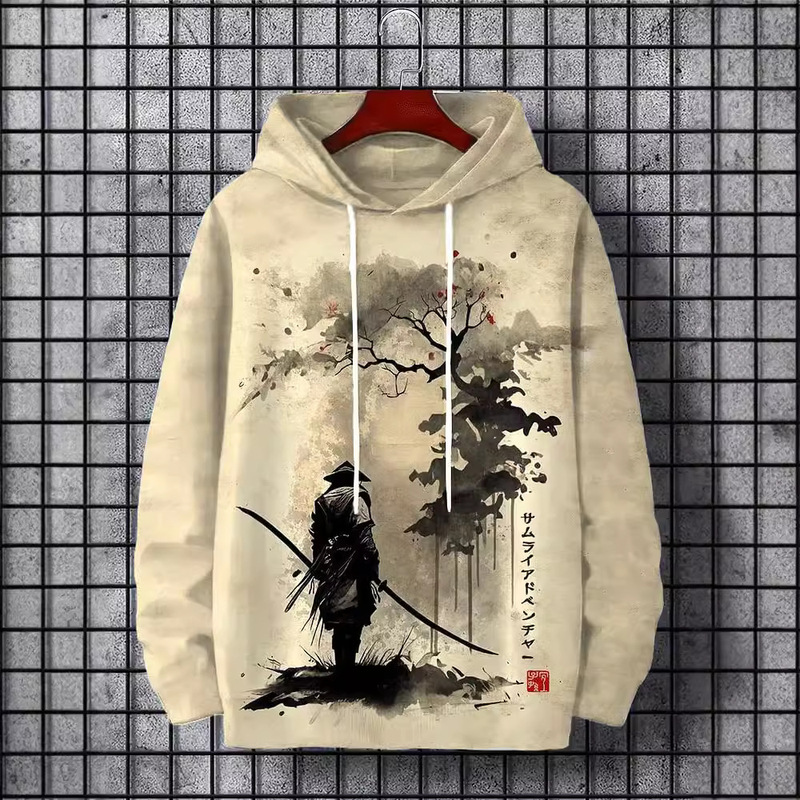 2024 autumn and winter new men's sweater Japan Harajuku fashion casual sports sweater anime beast pattern autumn and winter