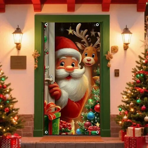 Cross-border new product Christmas door curtain decoration items, atmospheric Santa Claus bedroom door cover hanging cloth wholesale Cross-border new product Christmas door curtain decoration items, atmospheric Santa Claus bedroom door cover hanging cloth wholesale