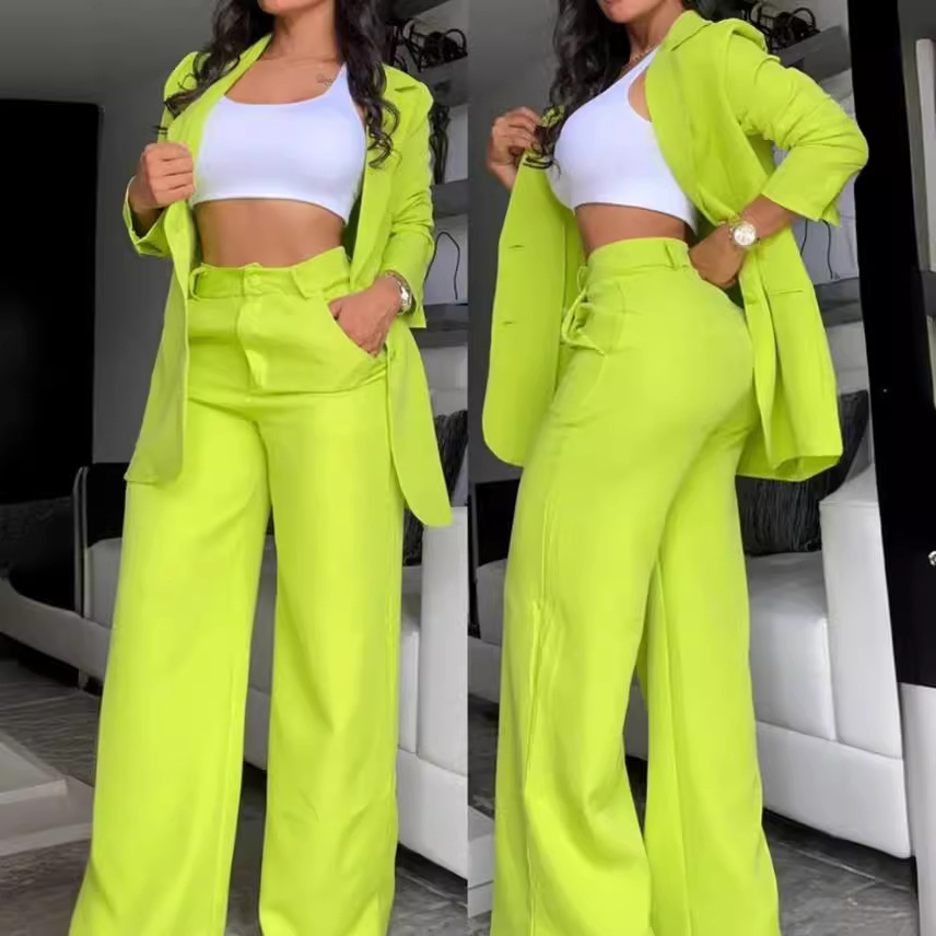 2024 European And American Foreign Trade Women's Fashion Elegant Solid Color Split Sleeve Lapel Blazer With Insert_voghion.com