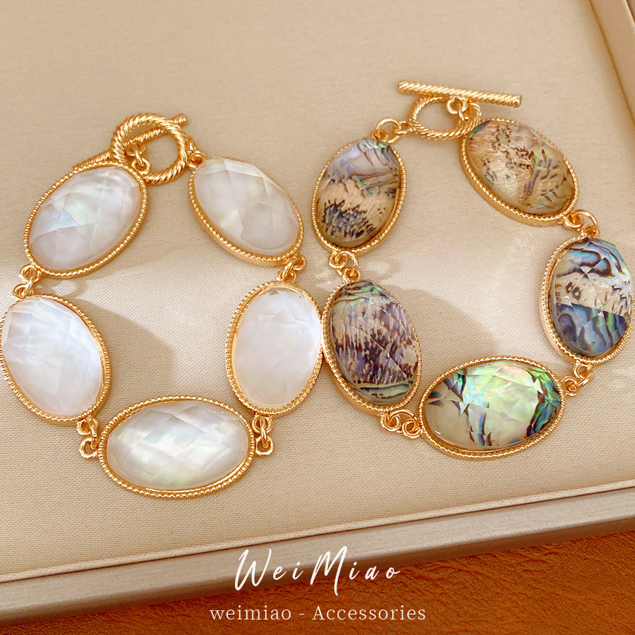 Medieval resina vintage oval corte brazalete OT pulsera ligera de lujo nicho pulsera estilo retro joyas personales