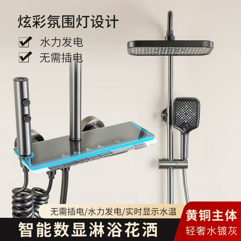 Lexus Water Gun серого цвета показывает четыре уровня цельномедный набор душевых брызг официальный подлинный проект ванной комнаты дома