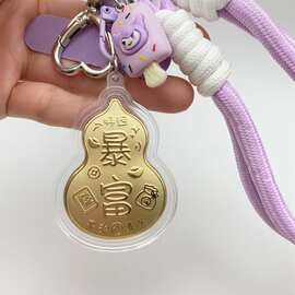 足金999招财纳福黄金诸事顺遂葫芦挂绳车包钥匙扣手机链挂件礼品
