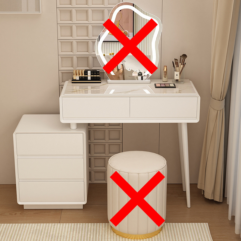 Madera maciza tablero de roca mesa de tocador de estilo de viento silencioso mesa de maquillaje de estilo de viento crema gabinete de almacenamiento mesas de cabecera de cama pequeñas mesas de maquillaje en una