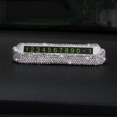 Car-Mounted Diamond-Encrusted Parking Sign, Personalized Nömrəli dayanma kartı - silver-stop-sign