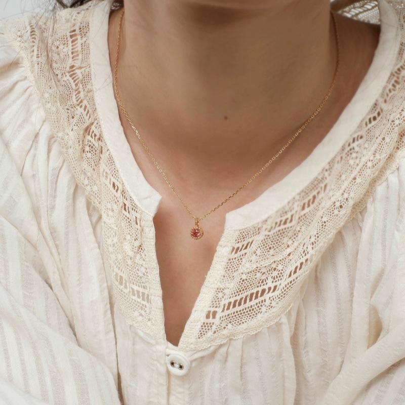 Daily Occasion 925 Sterling Silver Material 925 Sterling Silver Zircon Cable Chain Plating Geometric Pendant Necklace