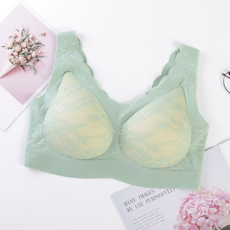 タイ産ラテックス2.0シームレスブラジャー 女性用 上向きサポート 脇肉寄せ 落ち防止 ノンワイヤー 小胸用 レースブラ|undefined