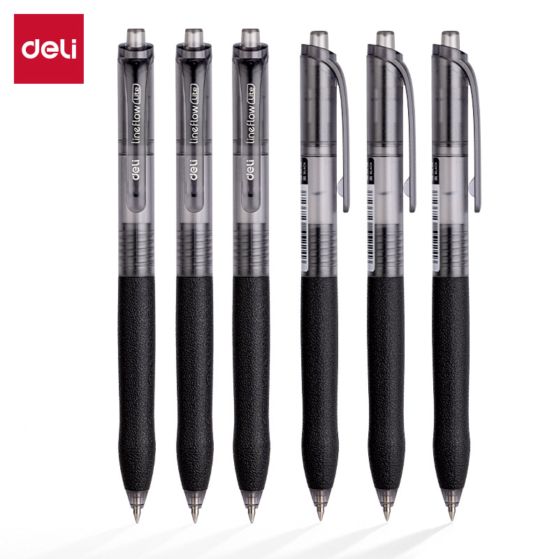 Deliky S07 suave pulsable bolígrafo neutro de bala de 0.5mm negro para estudiantes de tareas pincel de escritorio bolígrafo de firma image 1