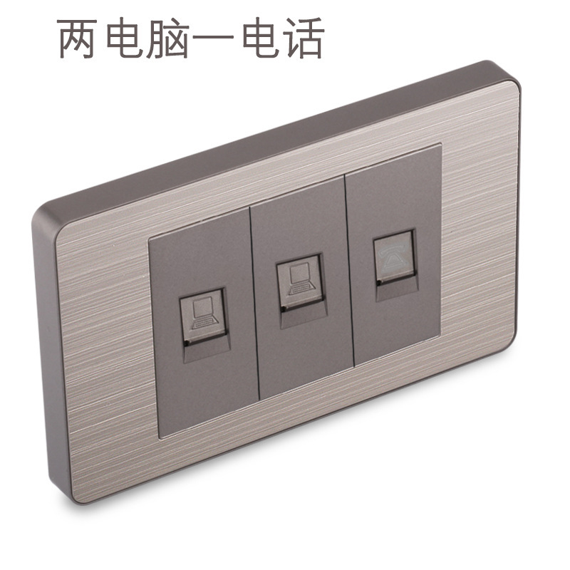 15A panel de metal de acero inoxidable gris dibujado tres agujeros Taiwan fabricado en Estados Unidos enchufe de pared conmutador suministro directo