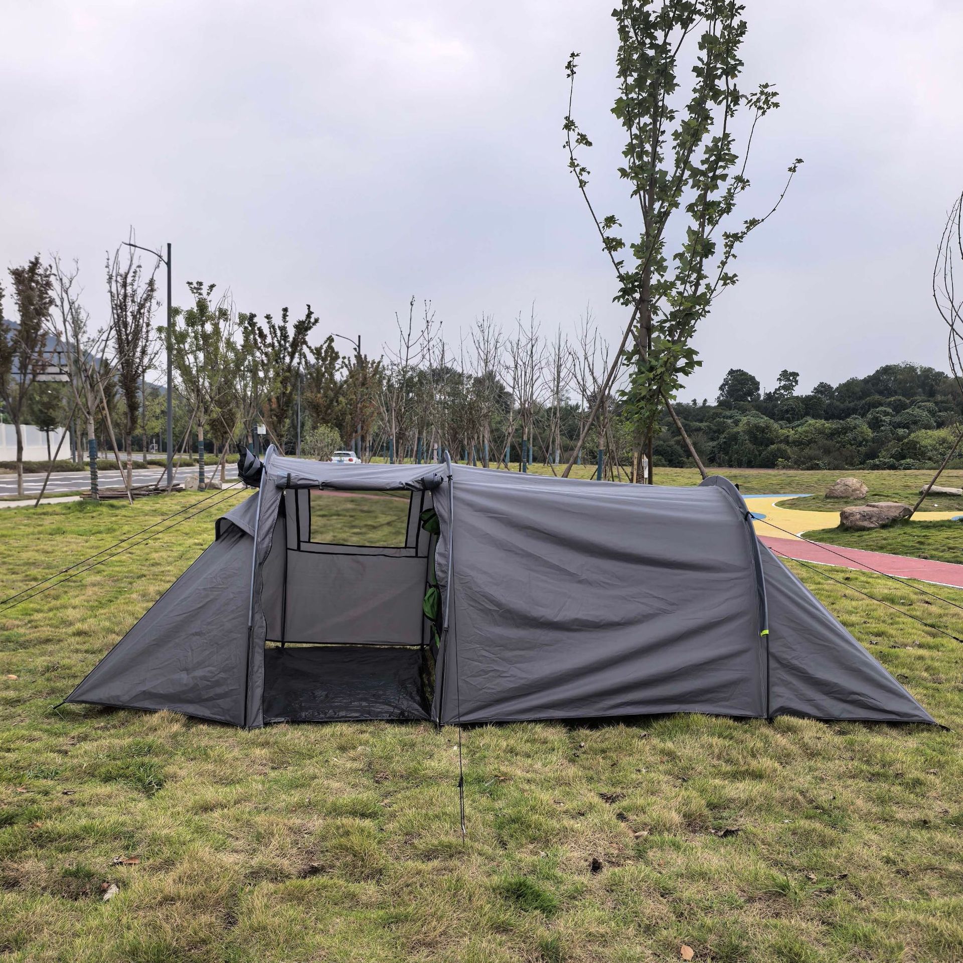 Cross-Border Exclusive Supply of Tunnel Tents with Two Rooms and One Living Area, Two-In-One Canopy, Large Space for Outdoor Camping, Rainproof, Windproof, Portable