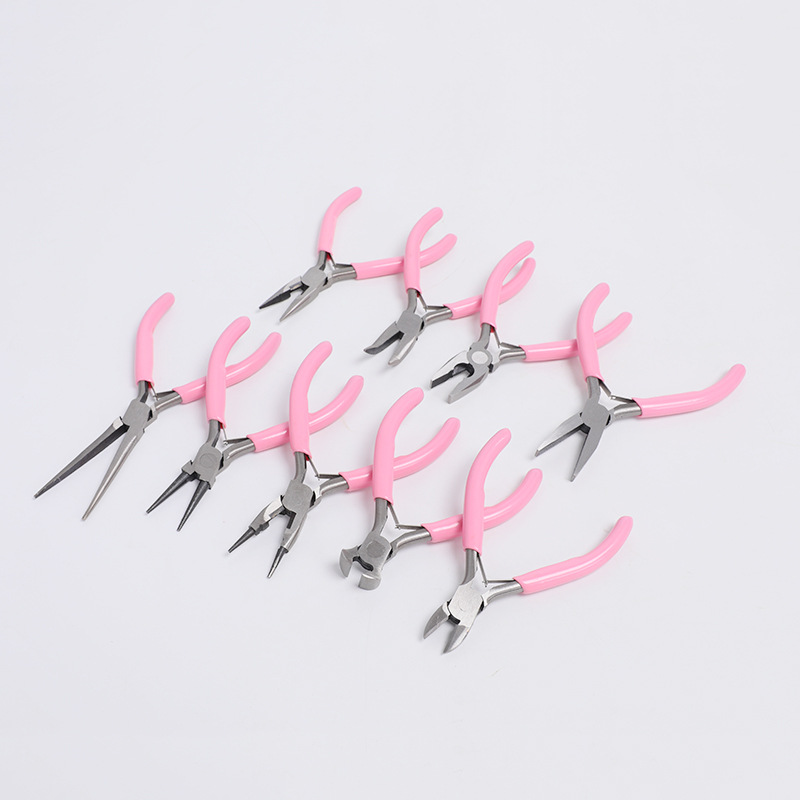 Alicates de punta de aguja de 4,5 pulgadas mini Alicates de uñas alicates de belleza multi-funcional de corte superior oblicua boca curvada pequeños alicates DIY hecho a mano