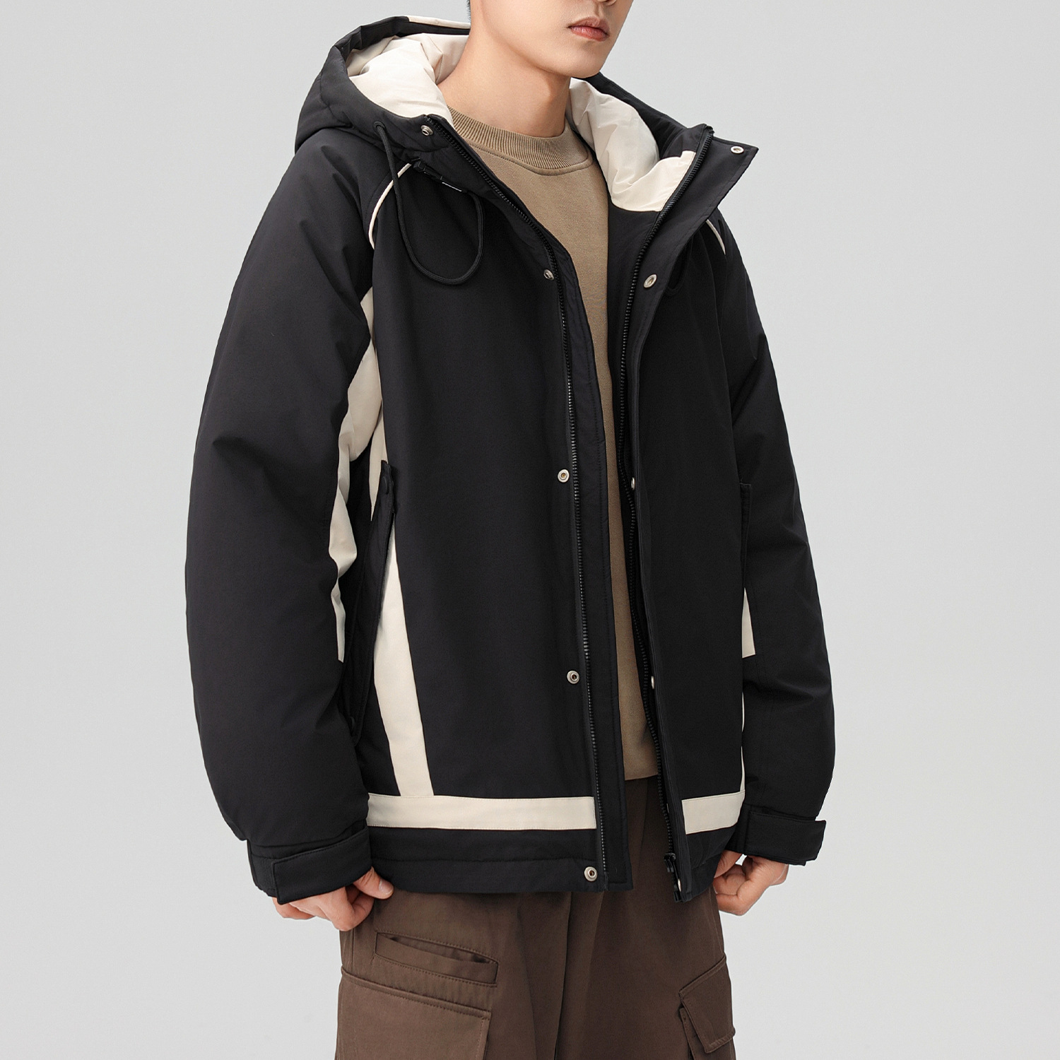 Black down Jacket Men's Short Style 2026 Winter New Hooded Loose High-End Retro Casual Stylish Trendy Coat