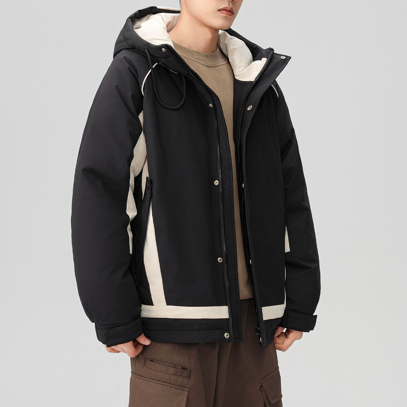 Black down Jacket Men's Short Style 2026 Winter New Hooded Loose High-End Retro Casual Stylish Trendy Coat