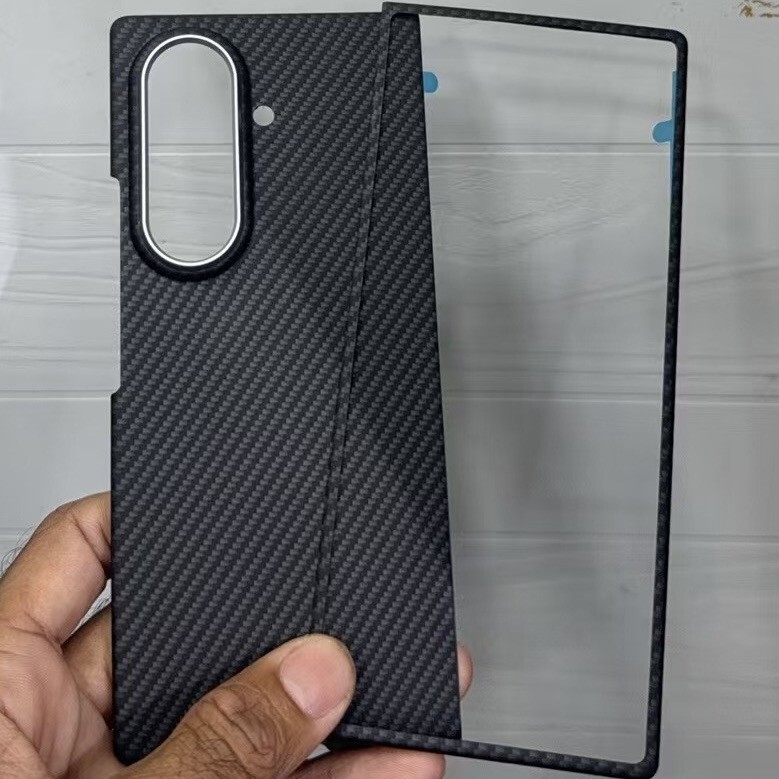 Suitable for Samsung Zfoldable7 Central Axis Mobile Phone Case Kevlar Pattern Zfoldable 30% off Stacked Screen Mobile Phone Front Frame Protective Cover